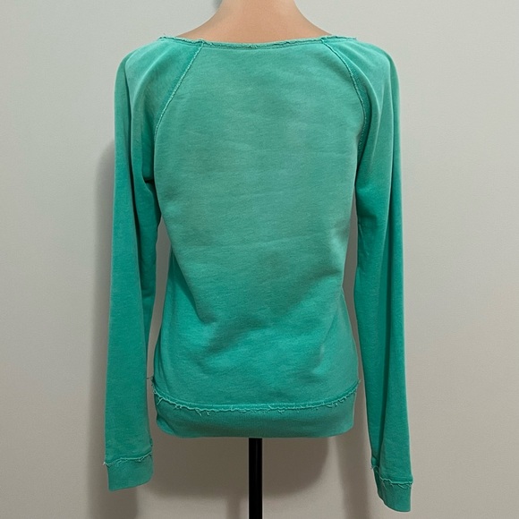 3/$30 Mossimo Supply Co Distressed Graphic Pullover Sweatshirt Turquoise Medium - Picture 4 of 12